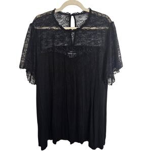 Torrid Top Torrid Blouse Lace Blouse Women 3X Black Mock Neck Blouse Swing Top